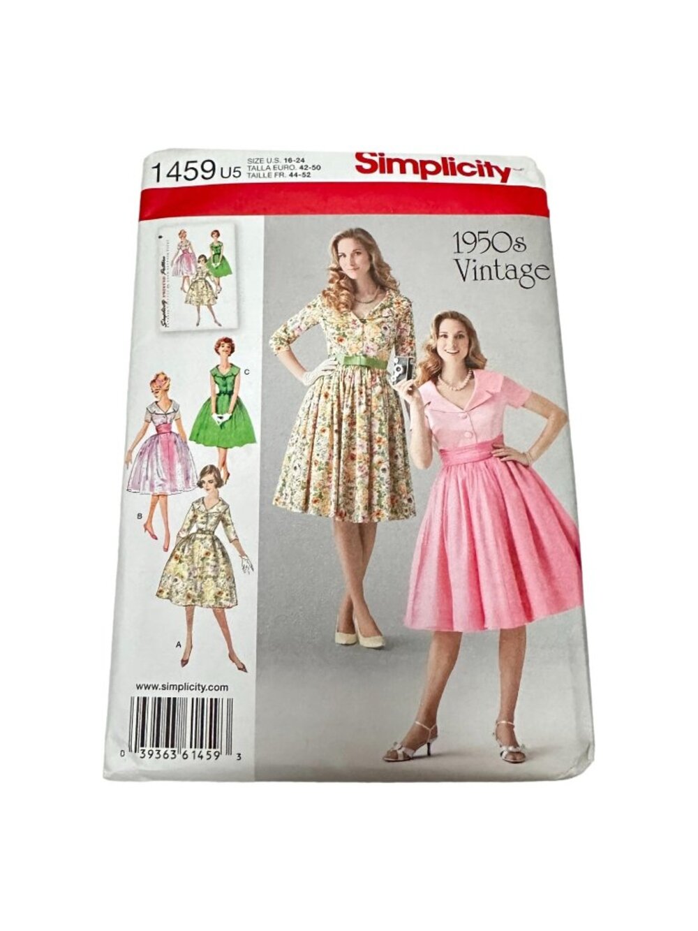 Simplicity 1459  Sewing Pattern Dress 1950s Style‎ Size 16 18 20 22 24 Uncut